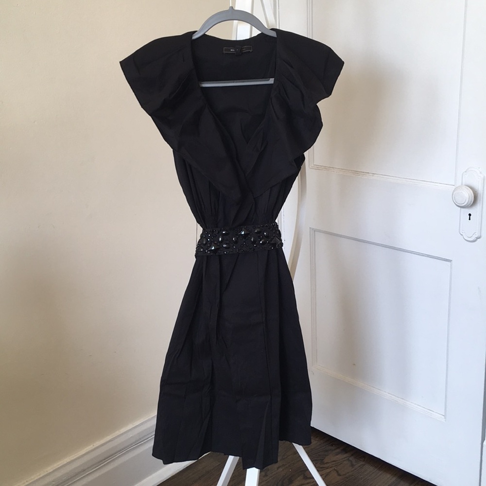 BCBGMaxAzria black dress with embellished belt